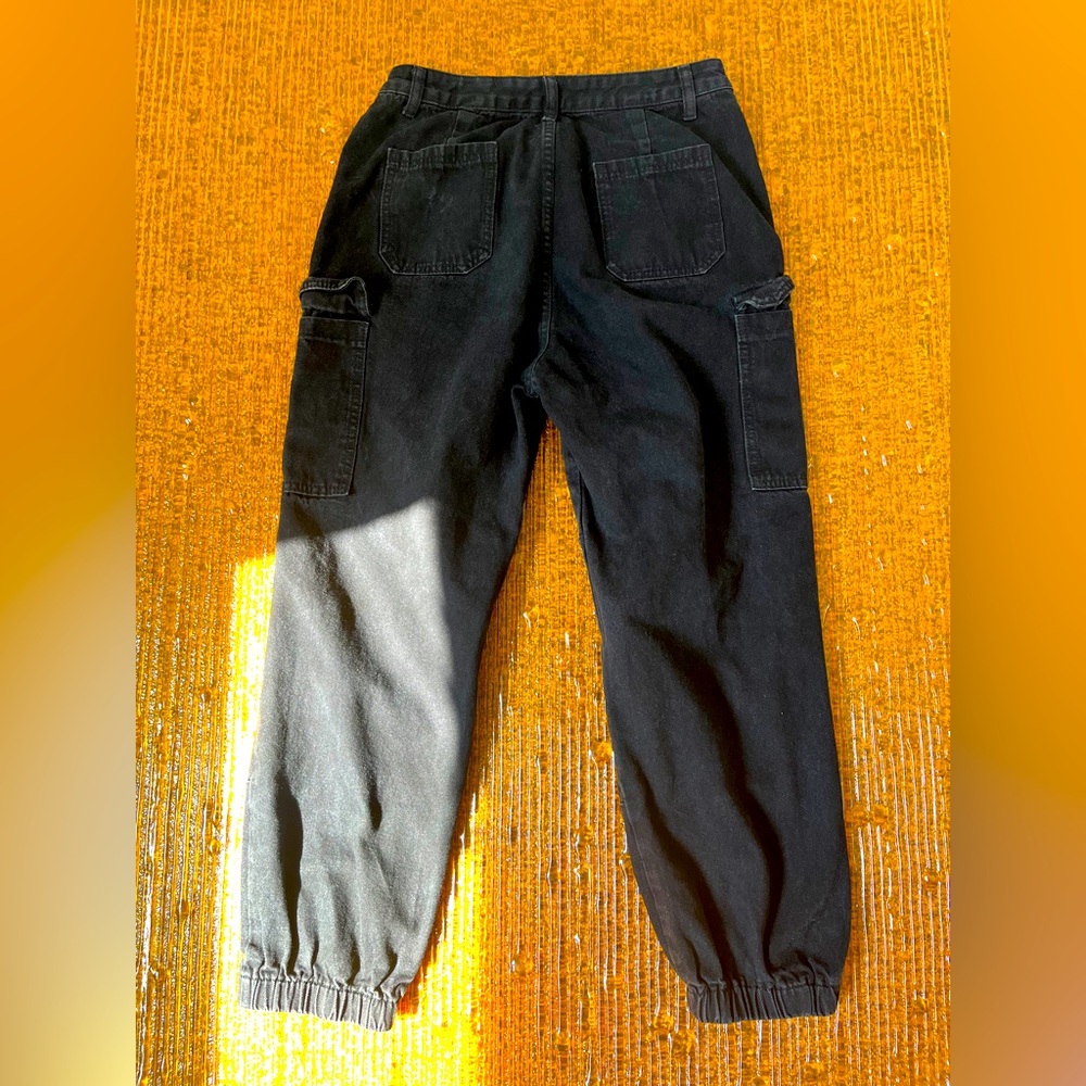 Black distressed cargo pants